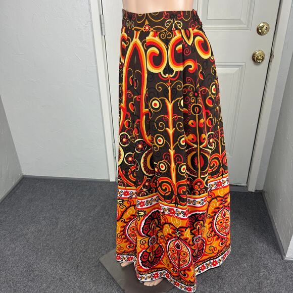 Vintage 60s 70s Women's Skirt Floral Mod Polyester Floral Thanksgiving SS1 - Picture 2 of 4